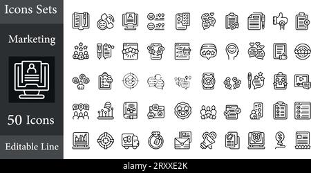 set of marketing icons, seo, analytics, ads, business Stock Vector