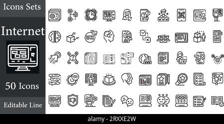 Simple internet icons set. Universal internet icon to use in web and mobile UI, set of basic UI internet elements Stock Vector