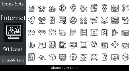 Simple internet icons set. Universal internet icon to use in web and mobile UI, set of basic UI internet elements Stock Vector