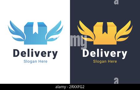Delivery Box Logo Design Box with Wings Logotype Logistic Stock Vector