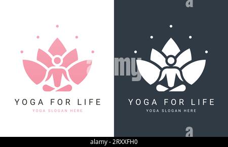 Yoga Lotus Logo Design Wellness Logotype Massage Center Stock Vector
