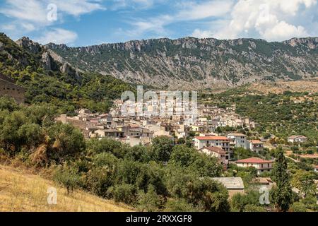 View of the village Civita, District of Cosenza, the Pollino National Park, Calabria, Italy in Europe Stock Photo