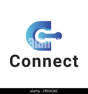 Initial Letter C Logo Design Tech C Connect Logotype Stock Vector