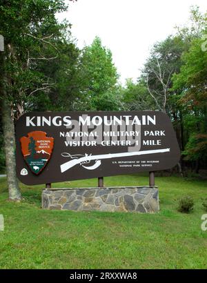 Photo of the Kings Mountain National Military Park Sign, South Carolina, USA. Stock Photo