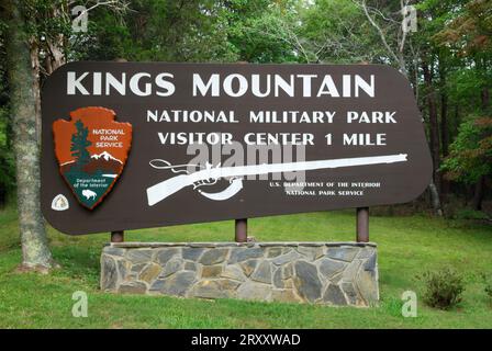 Photo of the Kings Mountain National Military Park Sign, South Carolina, USA. Stock Photo