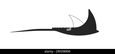 Swimming ray fish black and white 2D line cartoon character Stock Vector