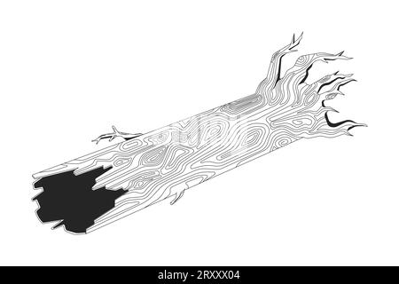 Autumnal old tree trunk black and white 2D line cartoon object Stock Vector