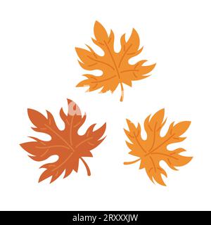 Autumnal maple leaves 2D cartoon object Stock Vector