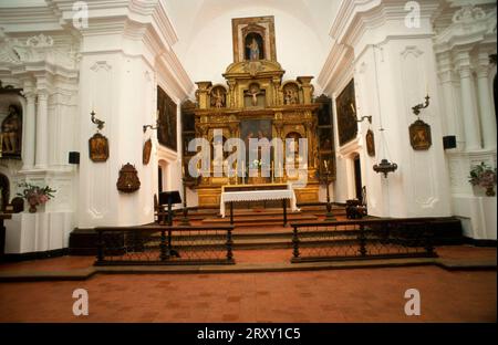 Main altar in the church, Jesuit Estancia of Santa Catalina, Cordoba Province, Argentina Stock Photo