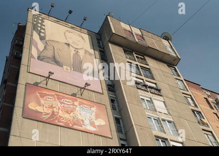 Pristina, Kosovo. November 2017. Monument to American President Bill Clinton, supporter of the country's independence Stock Photo