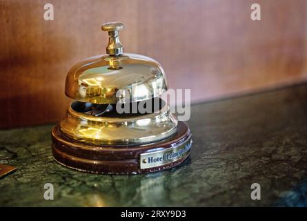 Lido Di Jesolo, Veneto, Italy, September 18th 2023, a view of the call bell at the desk of the Hotel Principe Palace. Stock Photo
