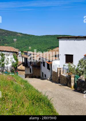 Street of village called Candelario in the center of Spain in a sunny day Stock Photo