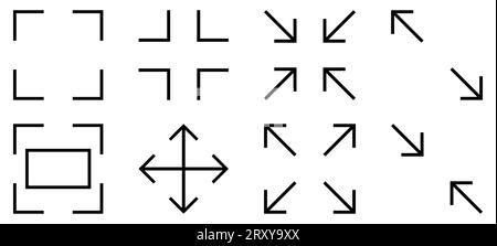 Set of full screen and exit full screen icons. Design can use for web and mobile app. Vector illustration Stock Vector