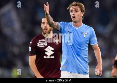 Rome (Italy), September 27th, 2023. Nicolo Rovella of SS Lazio during the Serie A football match between SS Lazio and Torino FC at Olimpico stadium in Rome (Italy), September 27th, 2023. Stock Photo