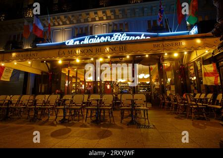 the traditional French cafe La Maison Blanche located near Gare du Nord in Paris. Stock Photo