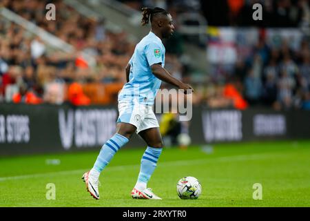 27th September 2023; St James' Park, Newcastle, England; Carabao Cup Football, Newcastle United versus Manchester City; Jeremy Doku of Manchester City Stock Photo
