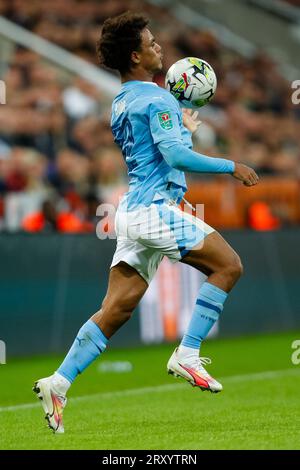 27th September 2023; St James' Park, Newcastle, England; Carabao Cup Football, Newcastle United versus Manchester City; Oscar Bobb of Manchester City Stock Photo