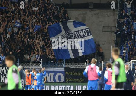 Supporters of Como 1907 during the Serie B match between Benevento Calcio  and Como 1907 at Stadio Vigorito, Benevento, Italy on March 11, 2023. Photo  by Nicola Ianuale Stock Photo - Alamy