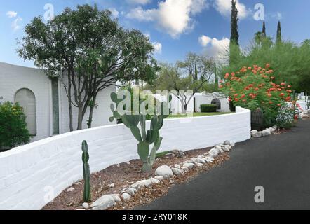 On the campus grounds of the mid-century Casitas de Castilian, a 17 acre condominium complex designed by Mexican architect Bennie Gonzales, Tucson, AZ Stock Photo