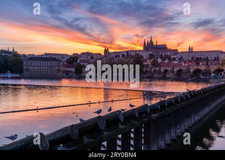 Sunset in Prague Stock Photo