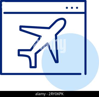 Roaming internet mode. Airplane in a web browser. Pixel perfect icon Stock Vector