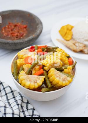 Sayur asem or vegetable tamarind is an Indonesian vegetable soup. It is ...