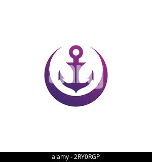 Moon Anchor Logo Design. Anchor Icon vector Stock Vector