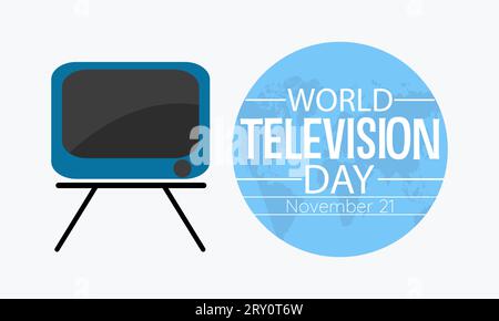 World Television Day Vector Banner with Entertainment and Information Elements. Vector template for background, banner, card, poster design. Stock Vector