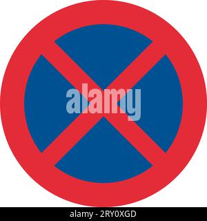 No stopping or standing, Prohibitory signs are round with yellow backgrounds and red borders except the international standard stop sign that is an oc Stock Vector