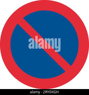 No parking or waiting, Prohibitory signs are round with yellow backgrounds and red borders except the international standard stop sign that is an octa Stock Vector