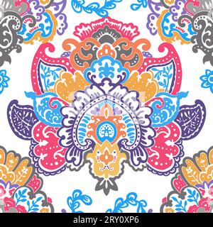 Blooming colorful flowers with swirls decoration Stock Vector