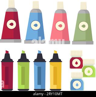 Paints for drawing and painting, art supplies Stock Vector