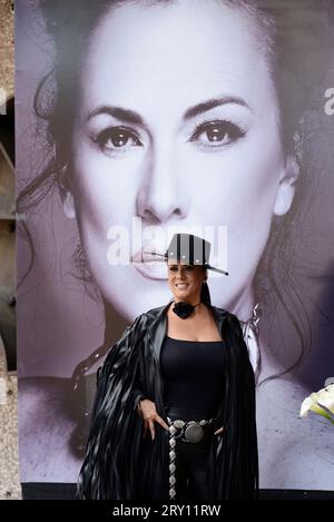 September 27, 2023, Mexico City, Mexico: Singer Edith Marquez attends a press conference to promote their tour ' 25 years in front of you' (25 Anos Frente a ti) to celebrate 25 years of their  career as singer at National Auditorium. on September 27, 2023 in Mexico City, Mexico. (Photo by Carlos Tischler/ Eyepix Group) (Photo by Eyepix/NurPhoto) Credit: NurPhoto SRL/Alamy Live News Stock Photo