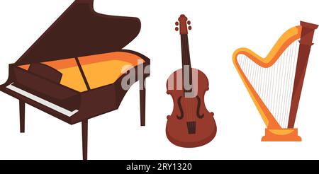 Classic music intruments for concert or orchestra Stock Vector