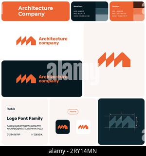 Architecture company branding template with home logo Stock Vector