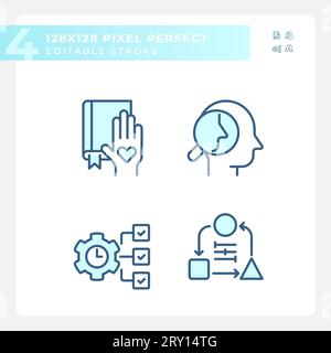2D editable pixel perfect blue soft skills icons Stock Vector