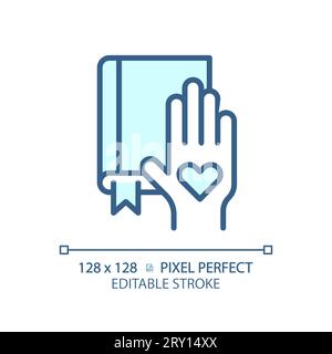 2D customizable thin linear blue willingness icon Stock Vector
