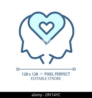 2D customizable thin linear blue empathy icon Stock Vector