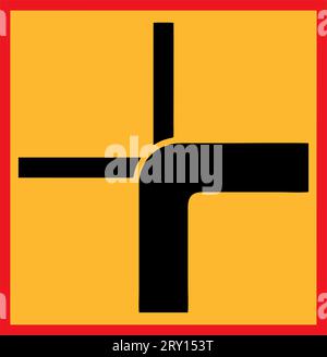 Direction of priority road at intersection, Additional panels, Road signs in Sweden Stock Vector
