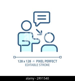 2D customizable thin linear blue coaching icon Stock Vector