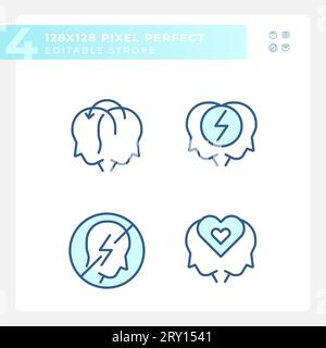 Editable pixel perfect soft skills icons set Stock Vector