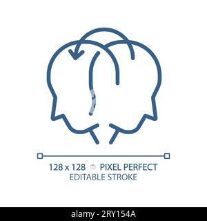 2D customizable thin linear blue sharing icon Stock Vector