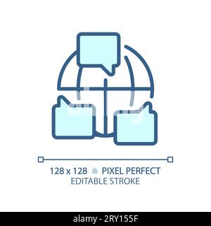 2D customizable thin linear blue collaboration icon Stock Vector