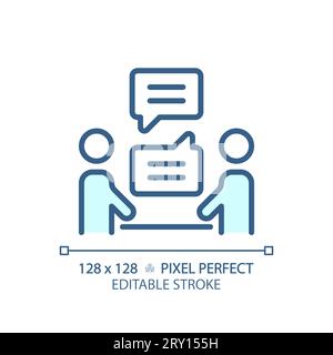 2D customizable thin linear blue communication icon Stock Vector