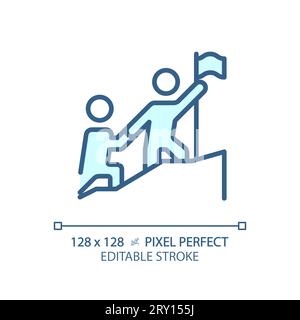 2D customizable thin linear blue leadership icon Stock Vector