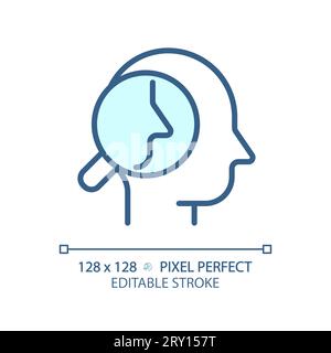 2D customizable thin linear blue introspection icon Stock Vector