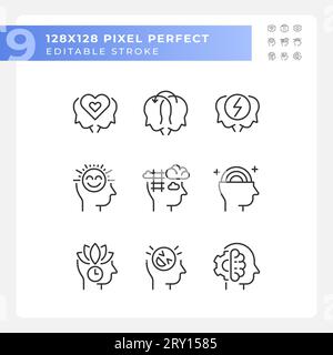 2D editable black soft skills icons pack Stock Vector