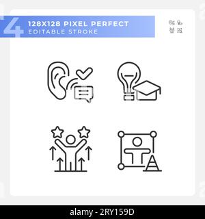 2D customizable black soft skills icons set Stock Vector