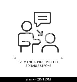 2D customizable thin linear black coaching icon Stock Vector