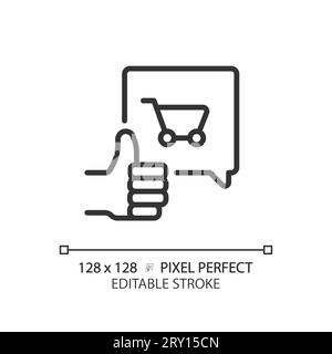 2D customizable thin linear black purchase decision icon Stock Vector